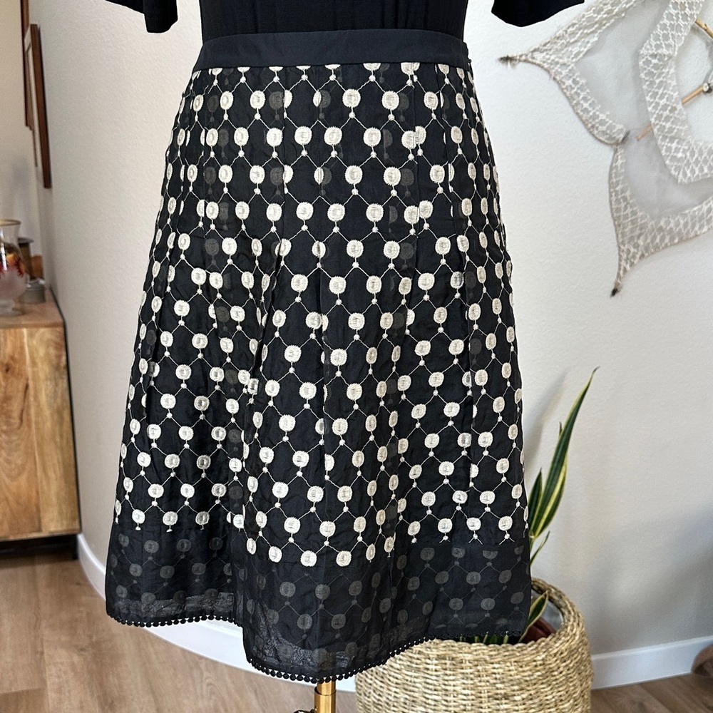 Ann Taylor Embroidered silk circle fit and flare midi skirt - Picture 3 of 8